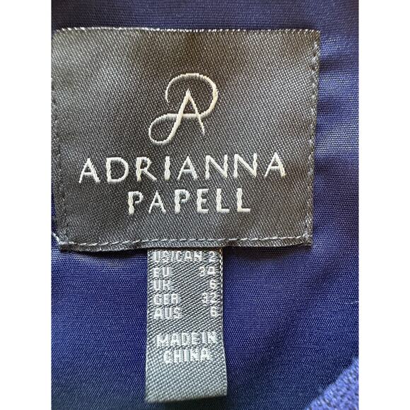 Adrianna Papell Navy Blue Lace Mix Media Sheath Dress Size 2 π Elegant - Picture 7 of 7